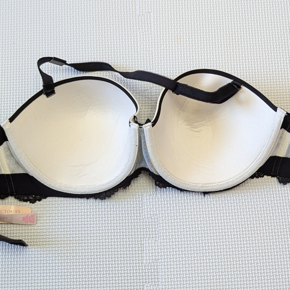 Victoria's Secret Bra 32DDD White Black Lace Halter Strapless Dream Angels Push - Picture 6 of 9
